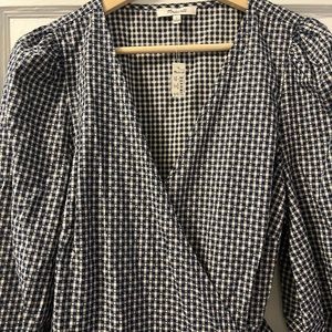 Madewell NWT Plaid Wrap Dress with Balloon Sleeves